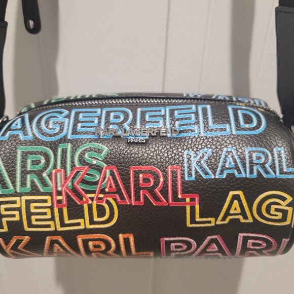 SALE! Karl Lagerfeld Paris Multicolor Logo Crossbody Bag with Earbud Case/ NWOT - Picture 11 of 13